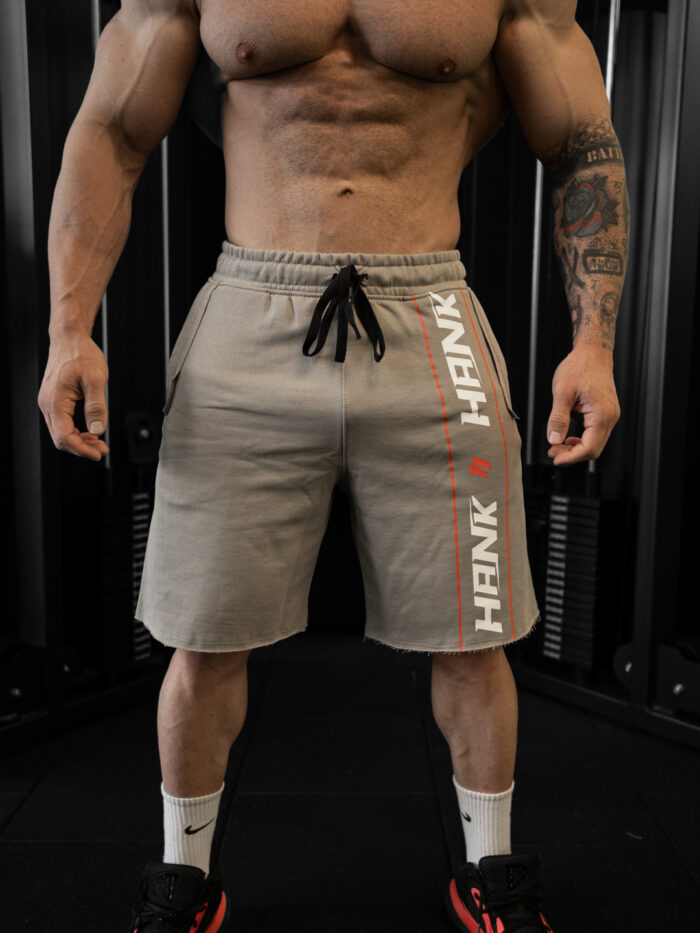 DSC08874 HANK ŞERİT OVERSIZE ŞORT ÇÖL GRİSİ - Görsel 1